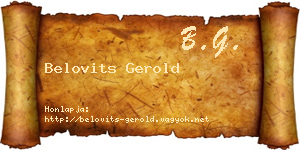 Belovits Gerold névjegykártya